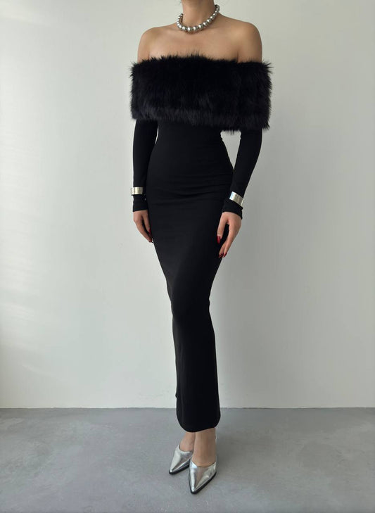 Fur Bodycon Dress - Belliona