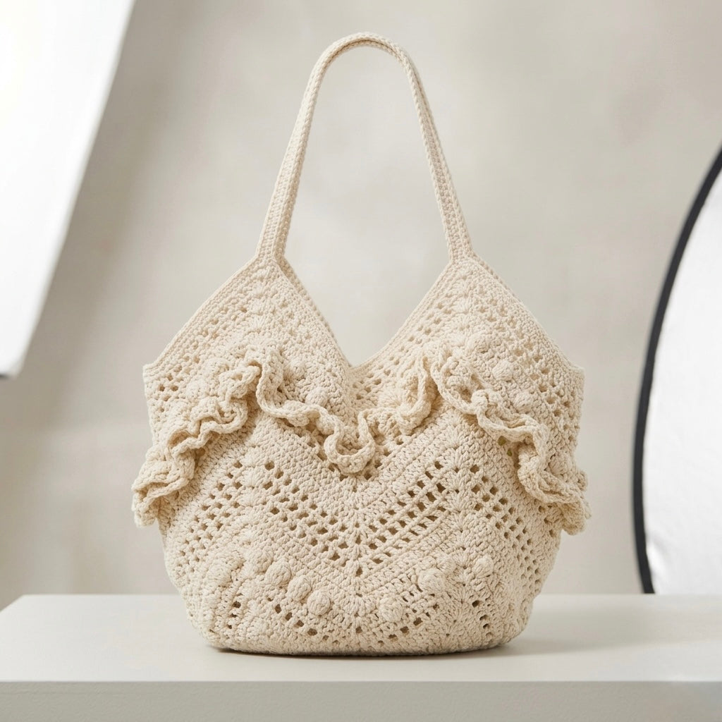 Sea Side Crochet Ruffle Bag
