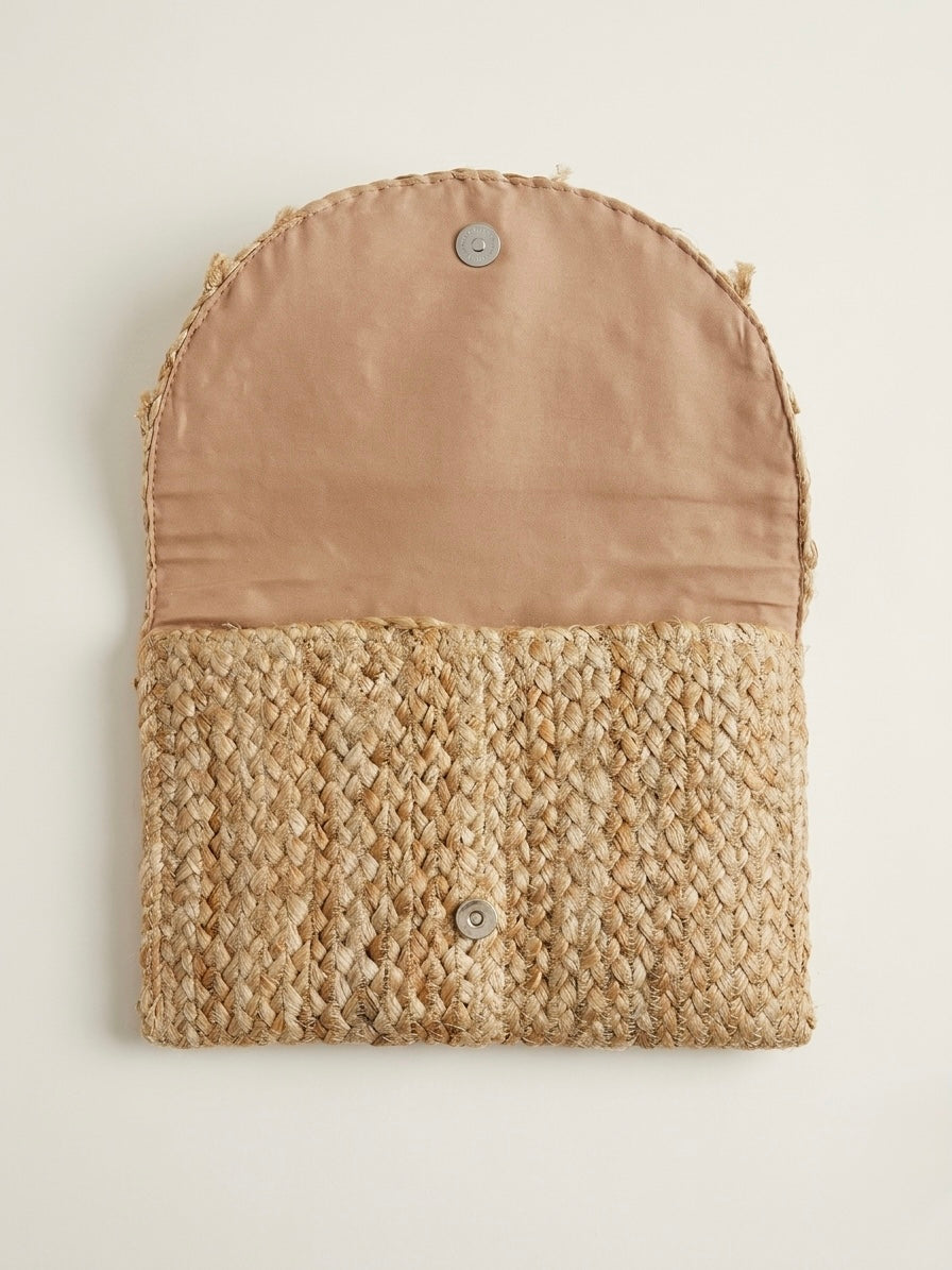 The luxe Evil Eye Woven Clutch