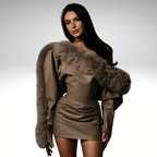 Faux leather OFF-Shoulder Mini Dress