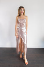 Metallic Pink Corset Dress