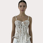 Floral Lace Corset & Wide Leg Trouser Set