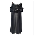 Structured Leather Mesh Skirt