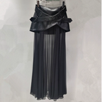Structured Leather Mesh Skirt