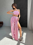 Pink Velour 3 - Piece Tracksuit Set - Belliona