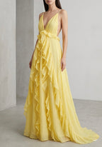 The Juliette Crinkle Chiffon Ruffle Maxi Dress- Stylist's Pick