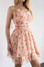Peach Blossom Floral Mini Dress