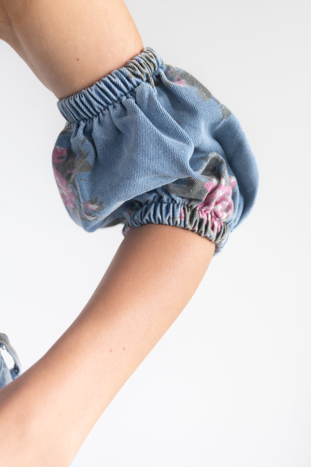 Floral Denim Top with Removable Sleeves