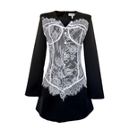 Lace Contrast Blazer