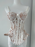 Floral Lace Corset & Wide Leg Trouser Set