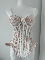 Floral Lace Corset & Wide Leg Trouser Set