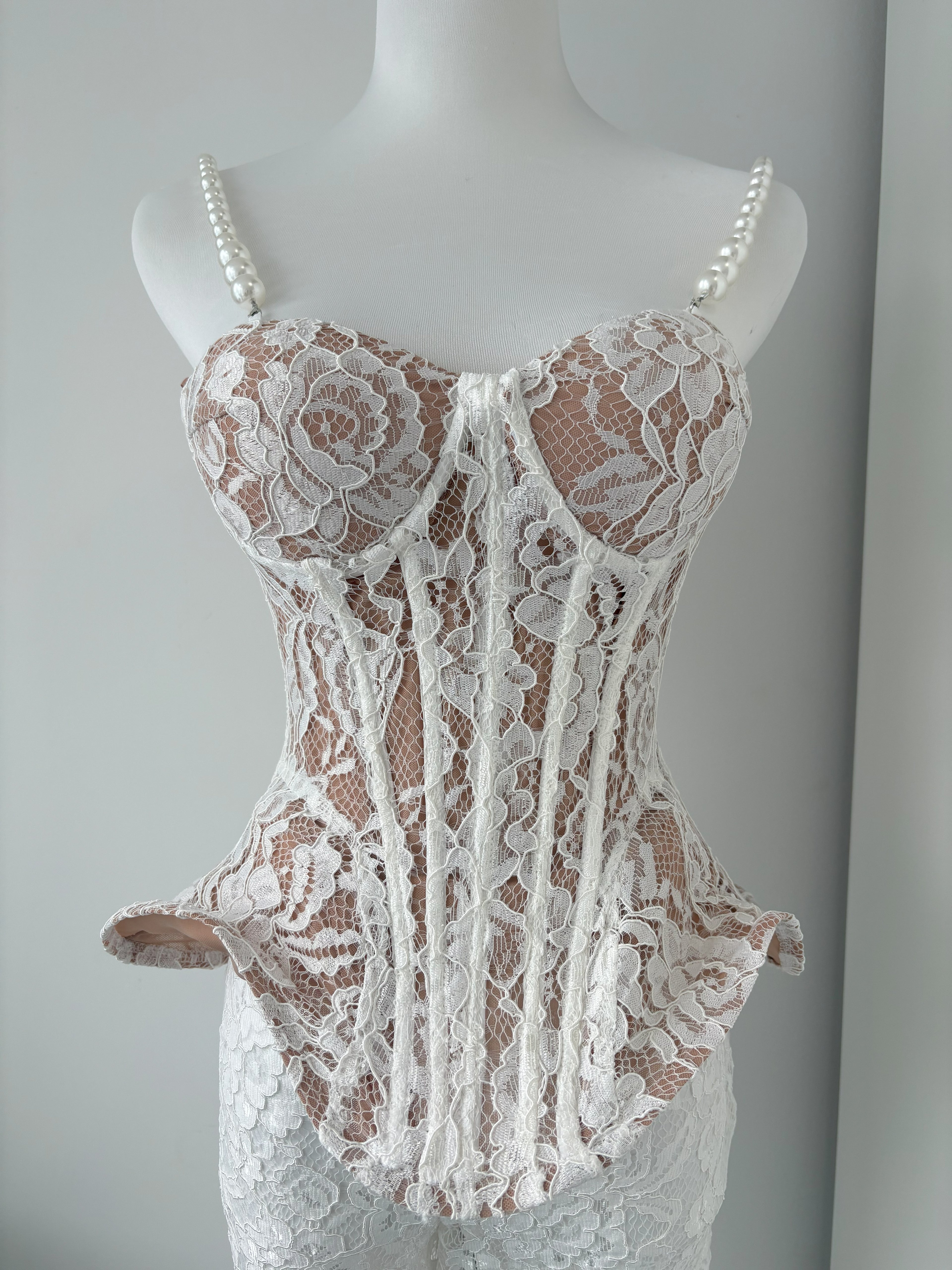 Floral Lace Corset & Wide Leg Trouser Set